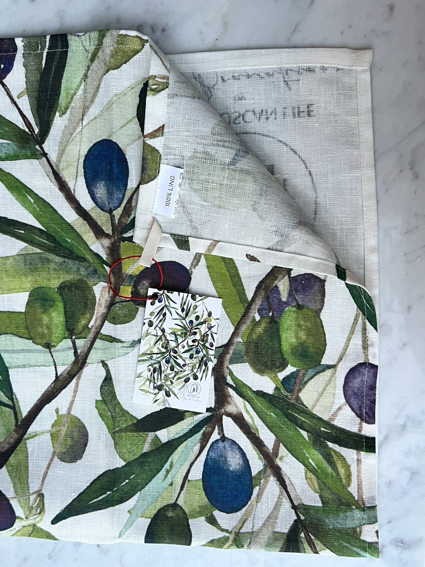 Olive Branches Tea-Towel - 100% Linen