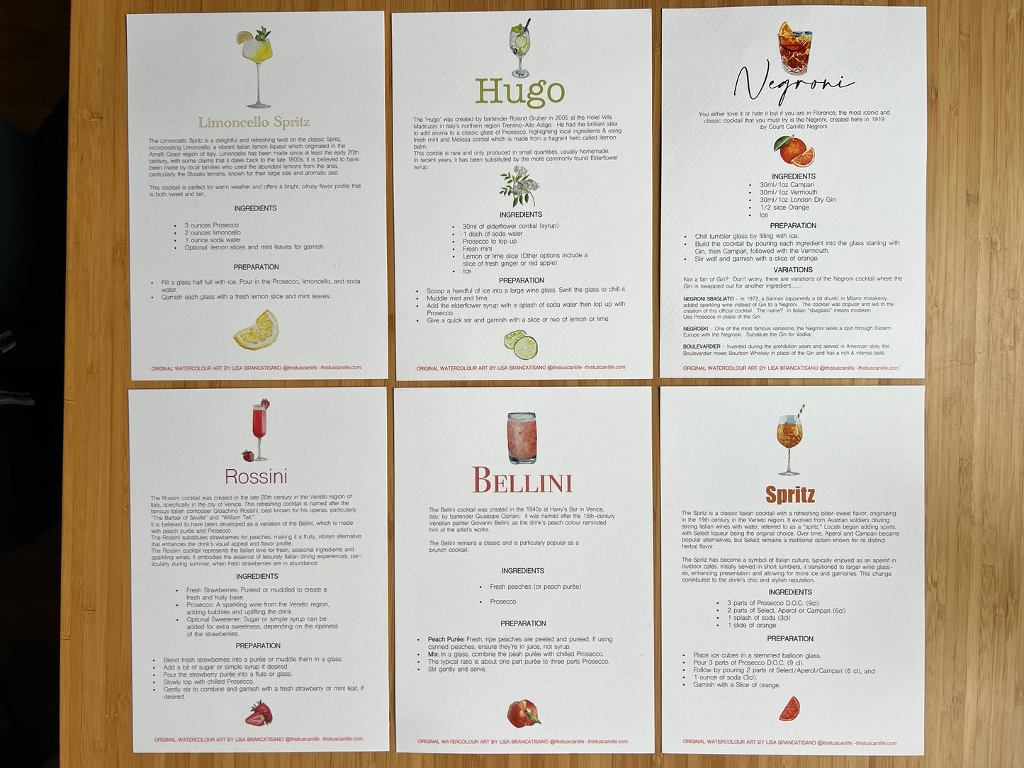 A5 Cocktail Prints - Set of 6