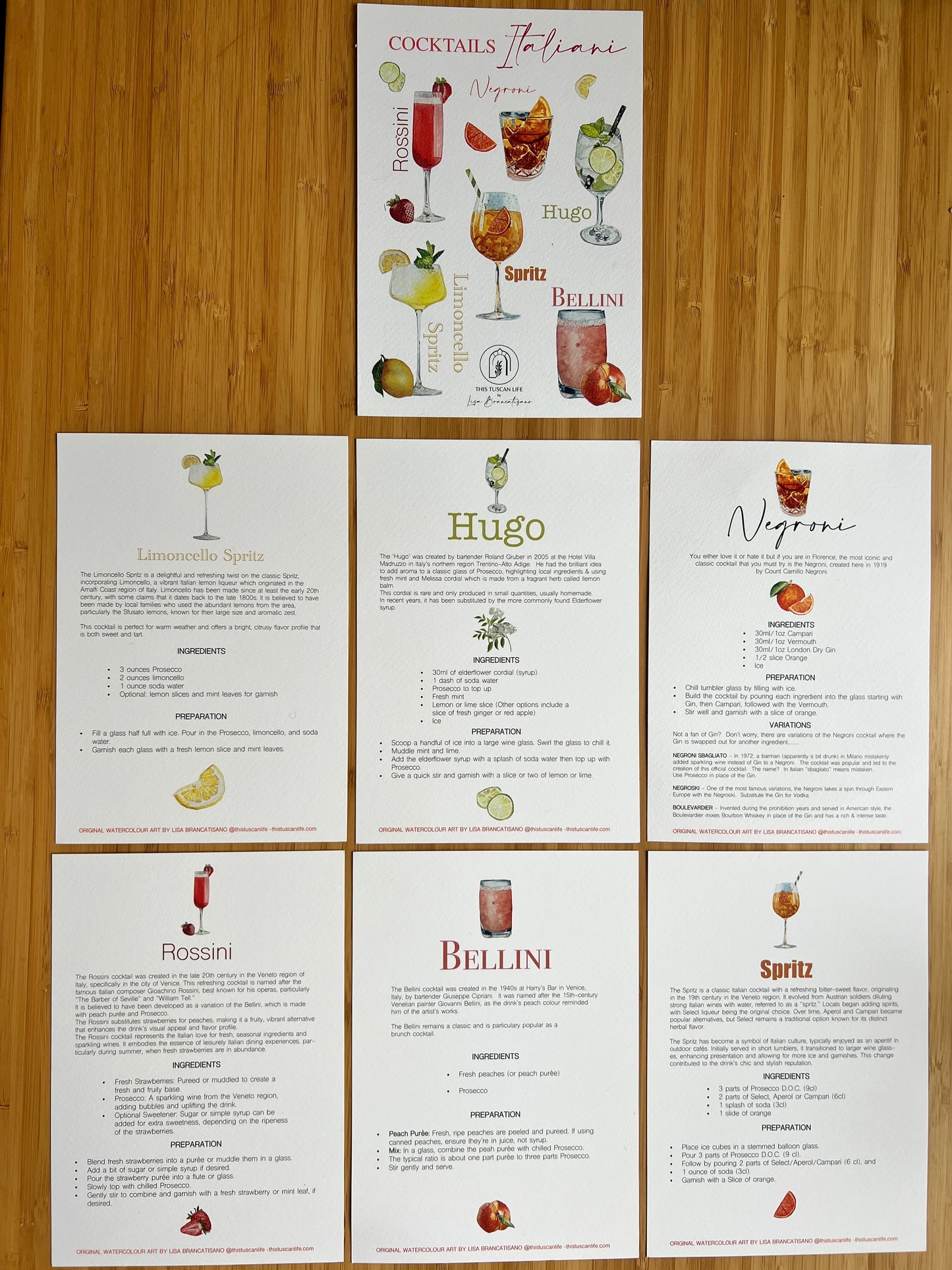 A5 Cocktail Prints - Set of 6