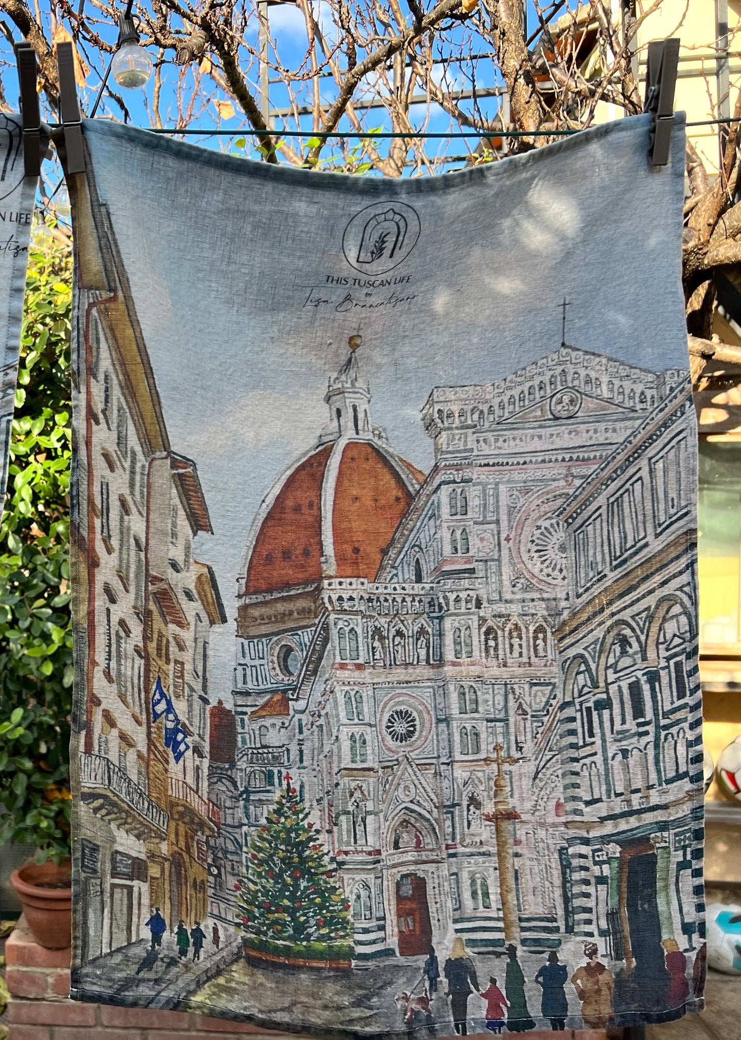100% Linen Florentine Christmas Tea-Towel