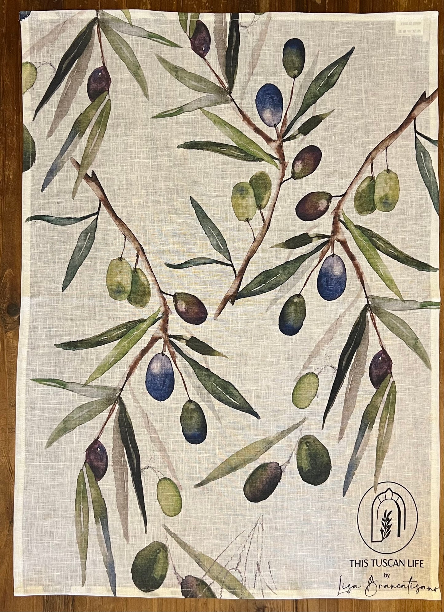 100% Linen Olives Tea-towels