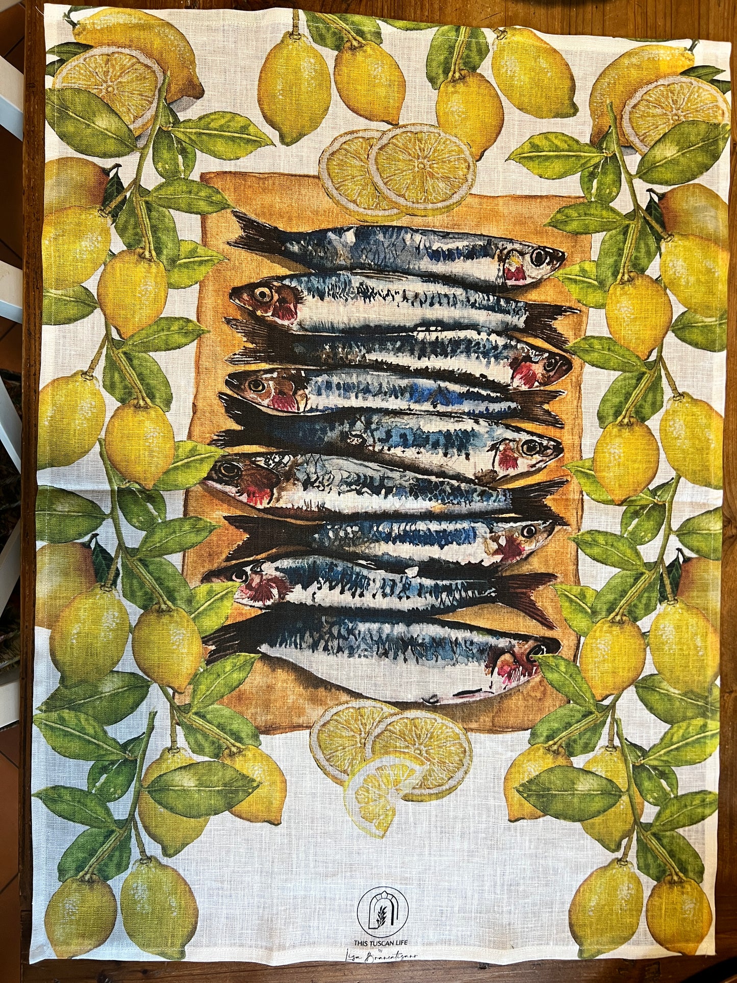 Sardines & Lemons Tea-Towel - 100% Linen