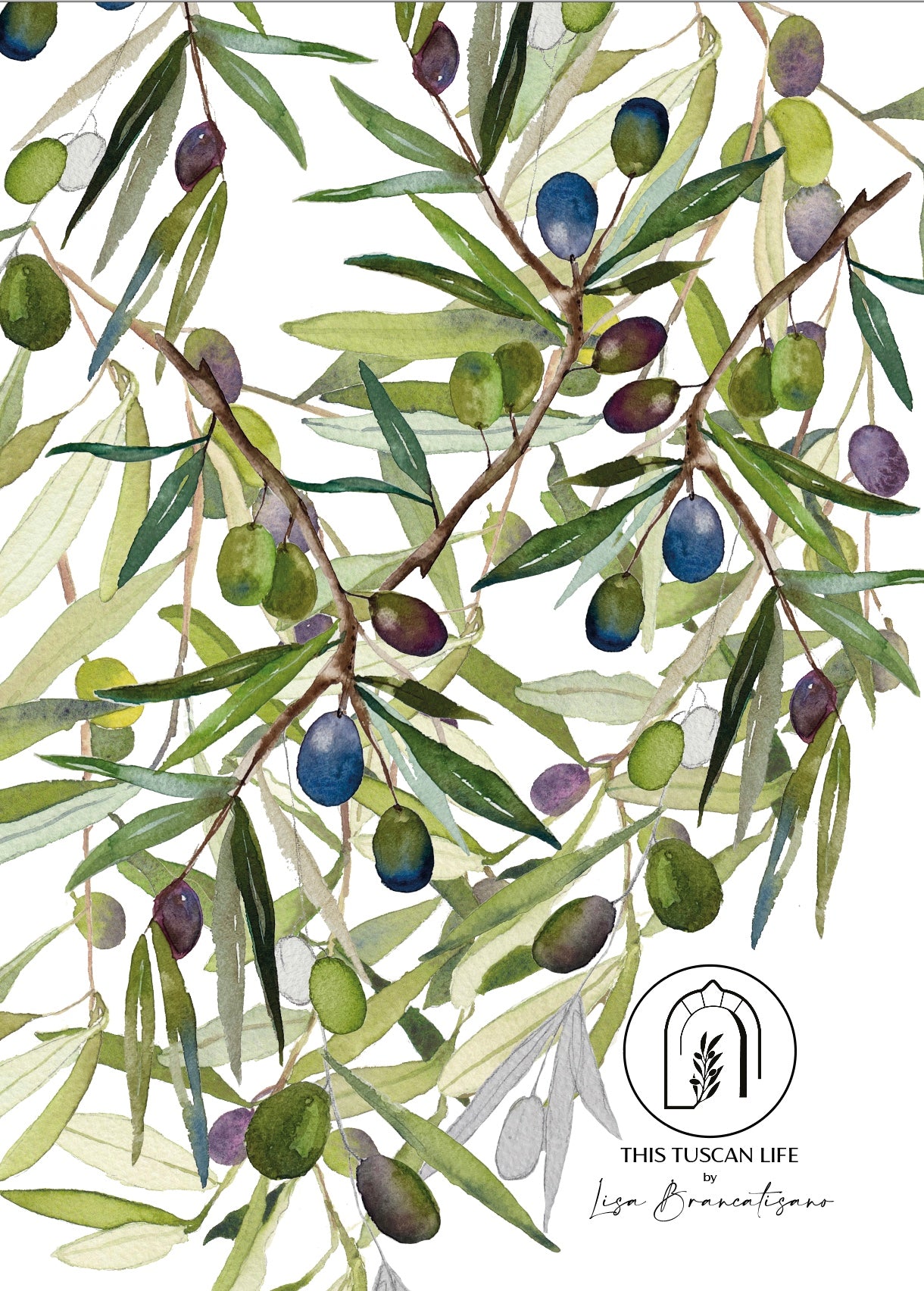 Olive Branches Tea-Towel - 100% Linen