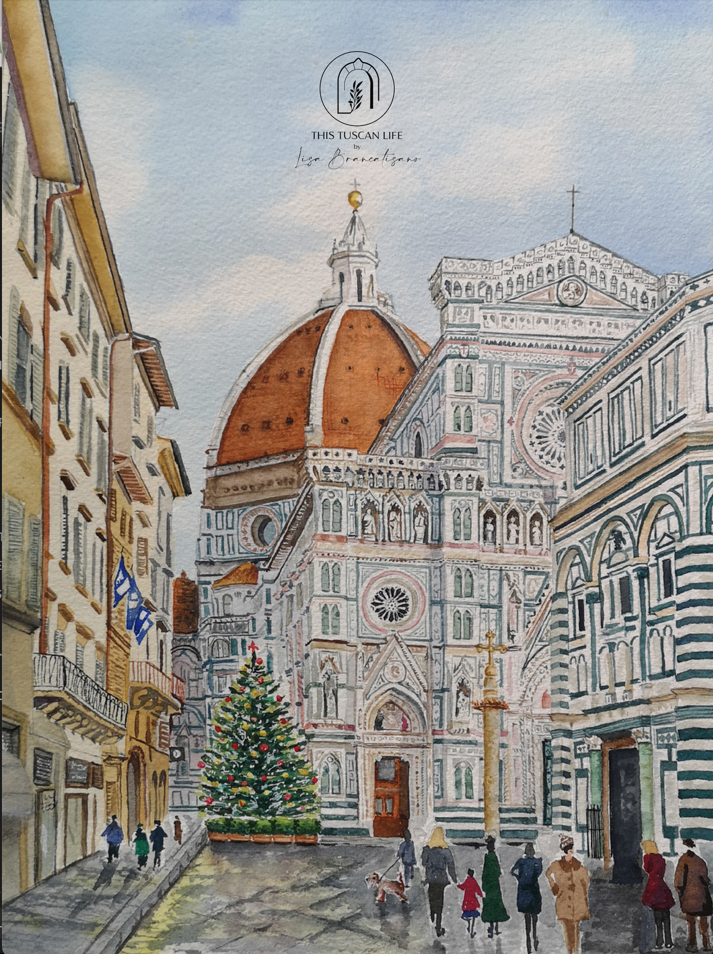 100% Linen Florentine Christmas Tea-Towel