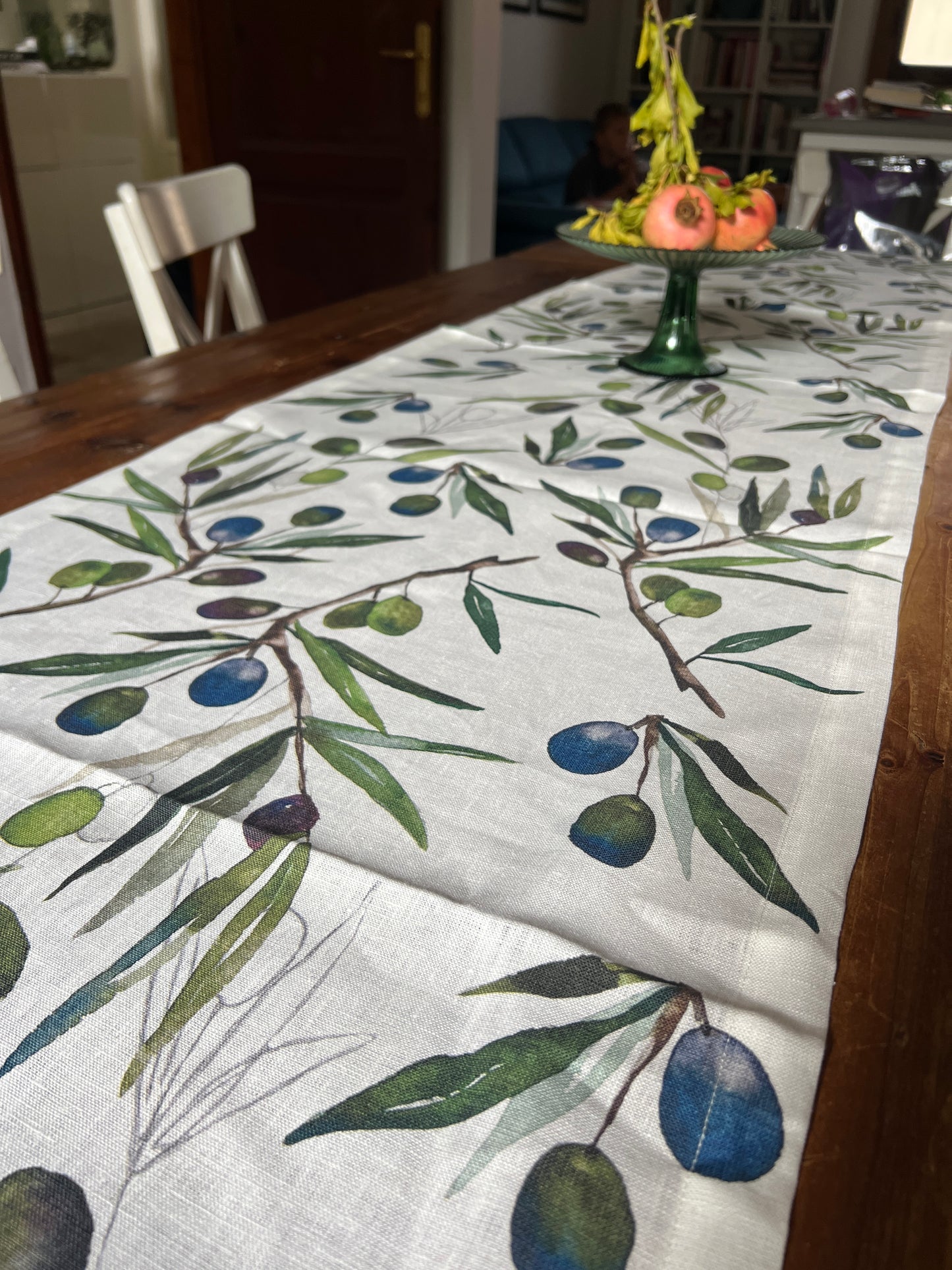 DEBBIE TRAVIS Olives Table Runner-300cm long