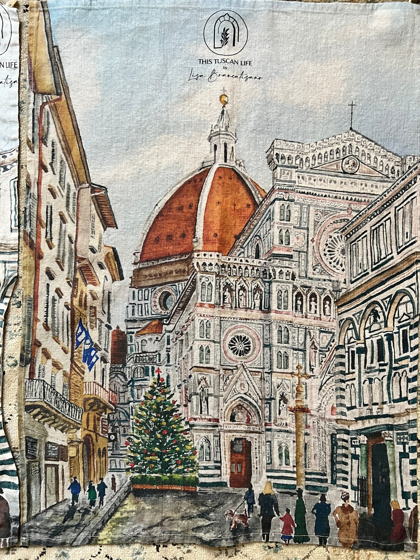 100% Linen Florentine Christmas Tea-Towel