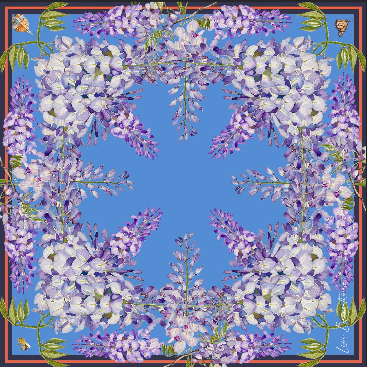Wisteria in Florence Silk Scarf / Foulard - 90cm x 90cm