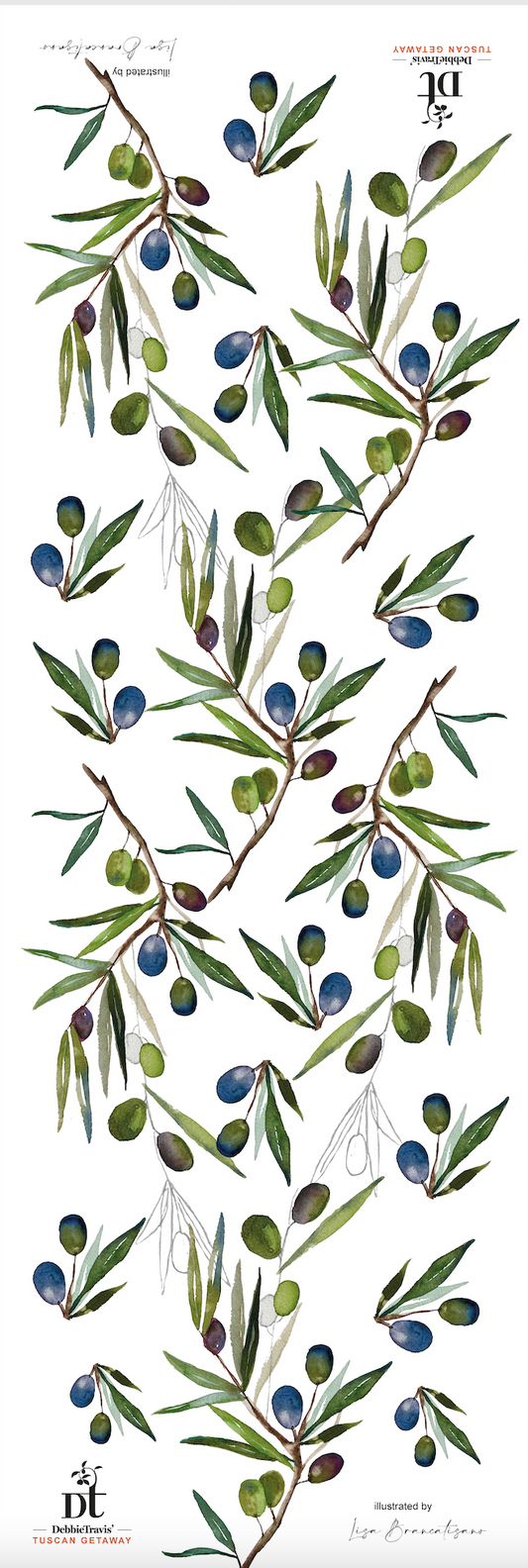 DEBBIE TRAVIS Olives Table Runner-150cm long